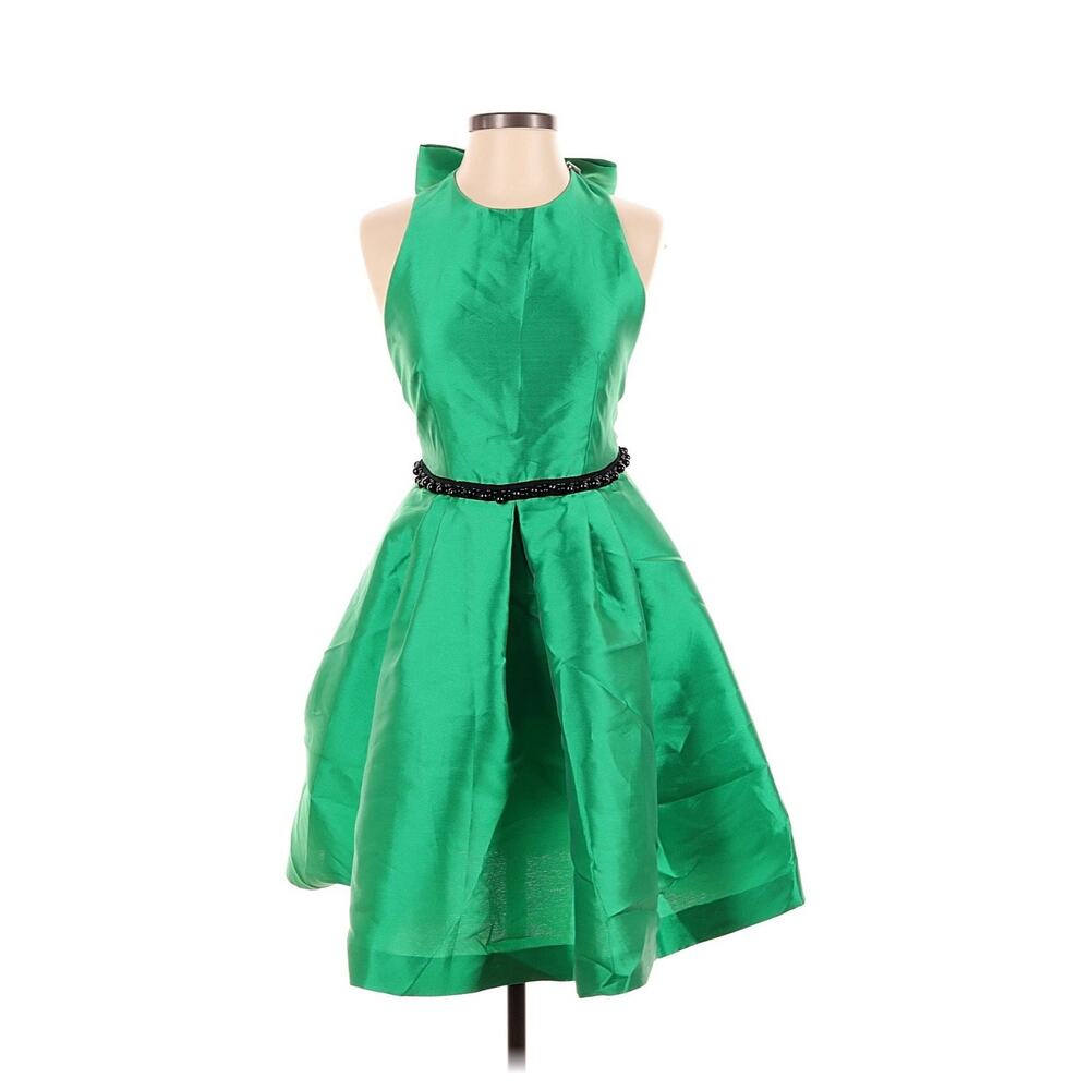 NWT Nora Barth Emerald Green Silk Mini Dress Bow IT 40 US 4 Holiday Wicked
